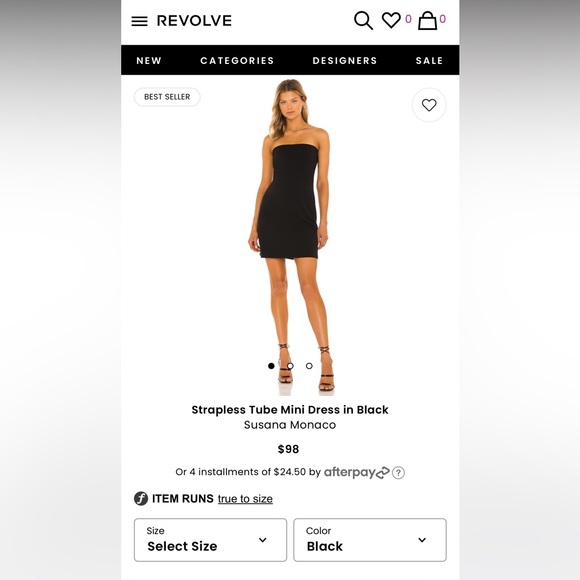 REVOLVE Susana Monaco Strapless Tube Mini Dress in Black - Picture 4 of 6